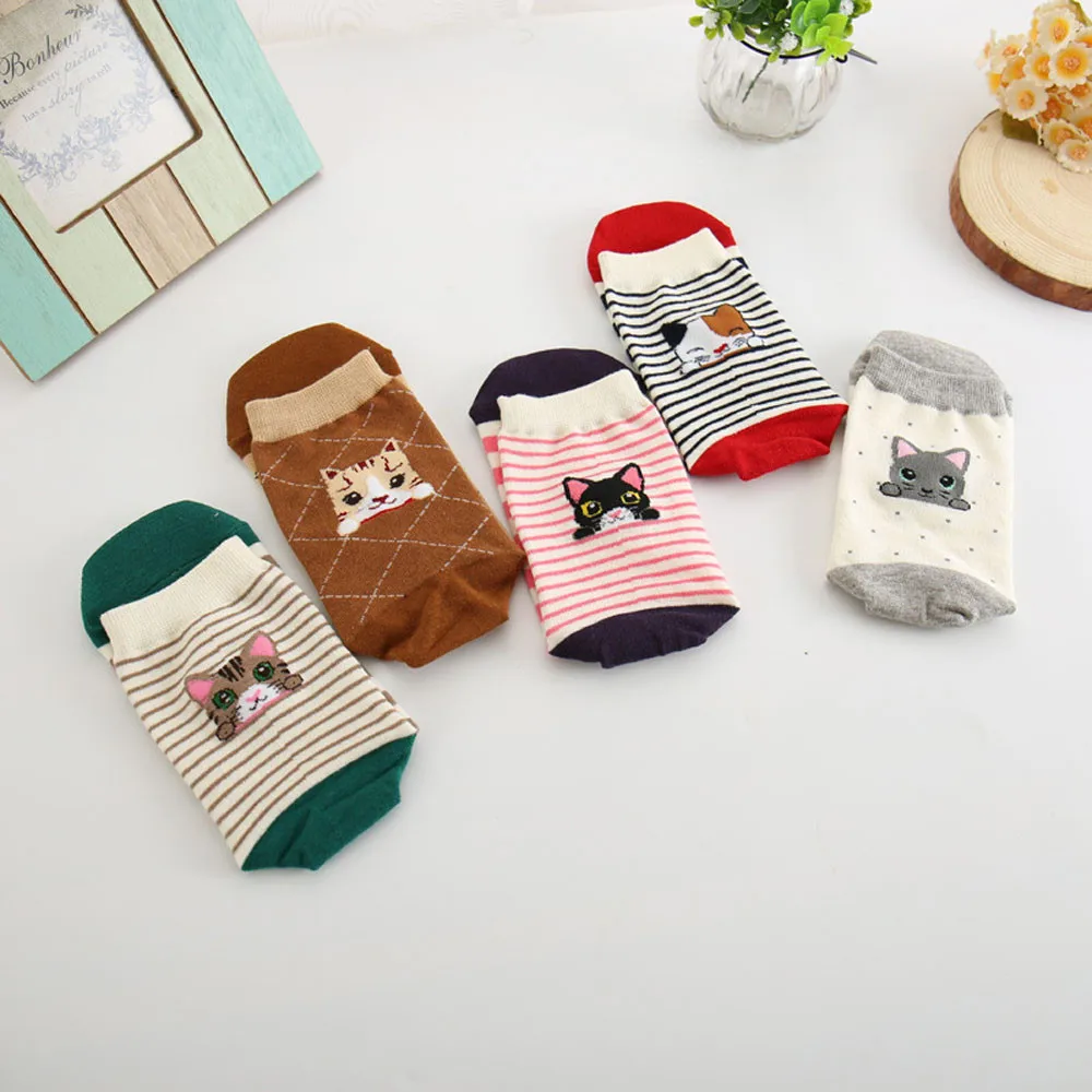 5PCS Women Students Funny Socks Cute Cartoon Fun Funky Striped Warm Ladies Sock lovely fashion socks women cotton casual a529 | Детская