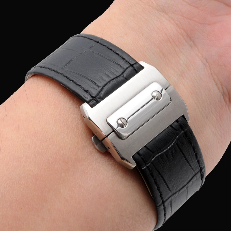 Новые модные часы из натуральной телячьей кожи ремешок для Cartier Santos мужчин 23 мм
