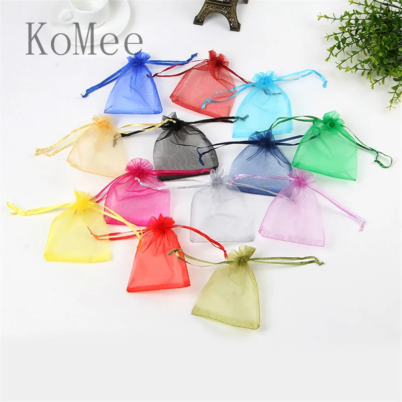 50pcs/Lot 7x9 9x12 11x16 13x18cm Organza Bags Small Candy Jewelry Packaging Wedding Party Favor Drawstring Gift Bag Pouches | Дом и сад