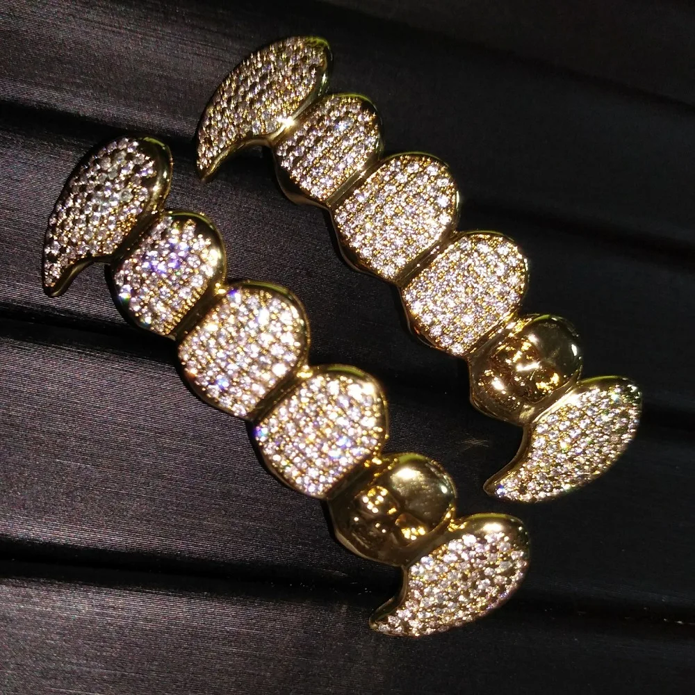 VANAXIN Панк зубы Grillz мужские ювелирные изделия зубной рта Панк зубы шапки вечерние подарок AAA Bling кубический золотистый, циркониевый крутой