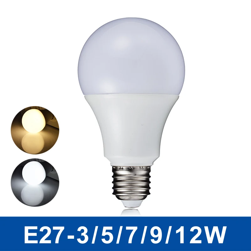 E27 3W 5W 7W 9W 12W Светодиодный светильник 220V 110V настоящий Ватт светодиодный SMD5730