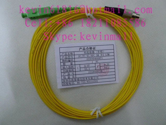 Коннектор для оптического волокна длиной 5 м FC/PC-SC/APC одномодовый одножильный