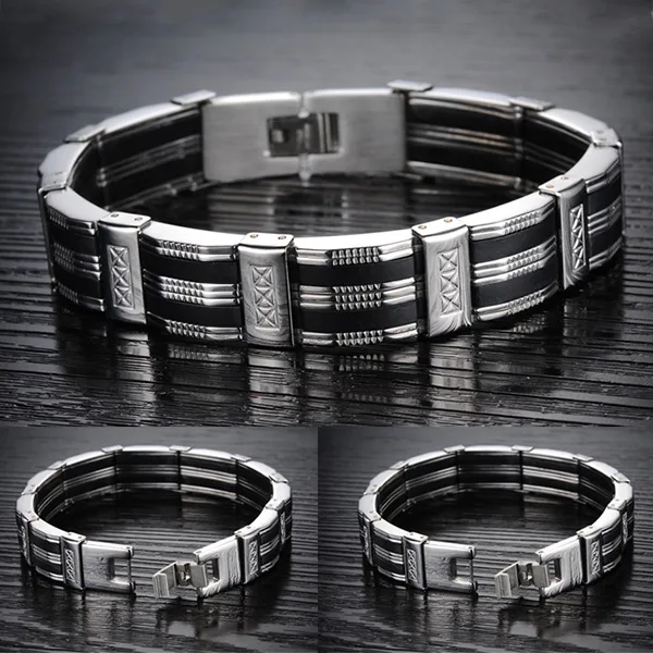 Браслет C508 @ 17 TT 88 мужской из нержавеющей стали и силикона|man jewelry accessories|bracelet stainless