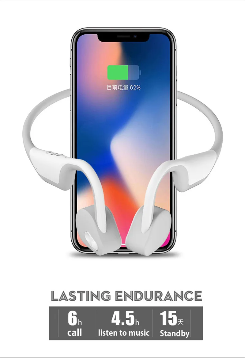New Technology Bone Conduction Headset Wireless Bluetooth Headphones Waterproof Lightweight Wireless Earphones For iPhone X