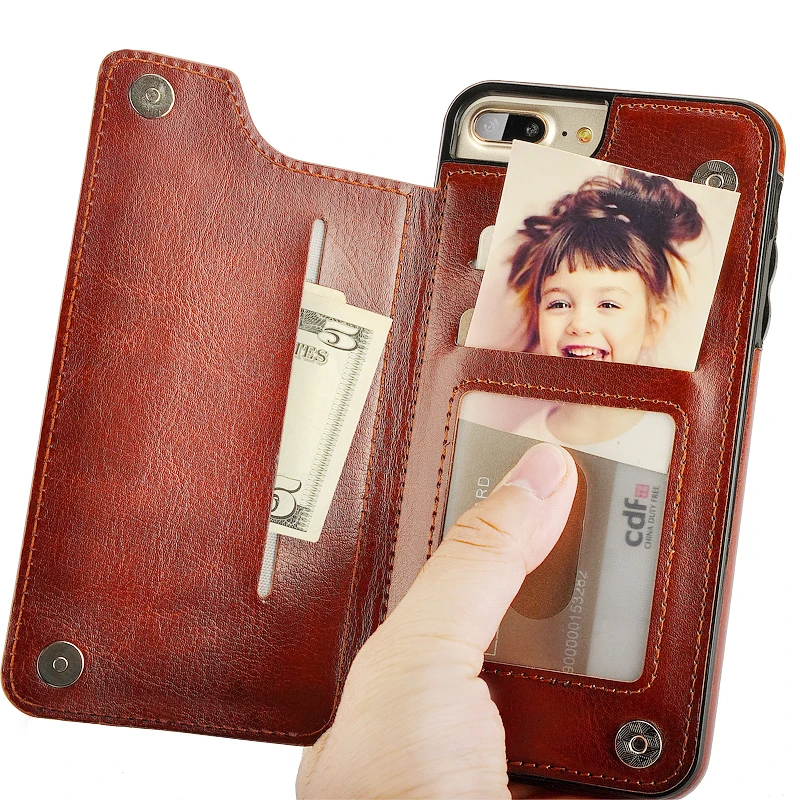 Lancase для iPhone 7 Чехол принципиально кожа люкс Бумажник Флип слота держатель чехол