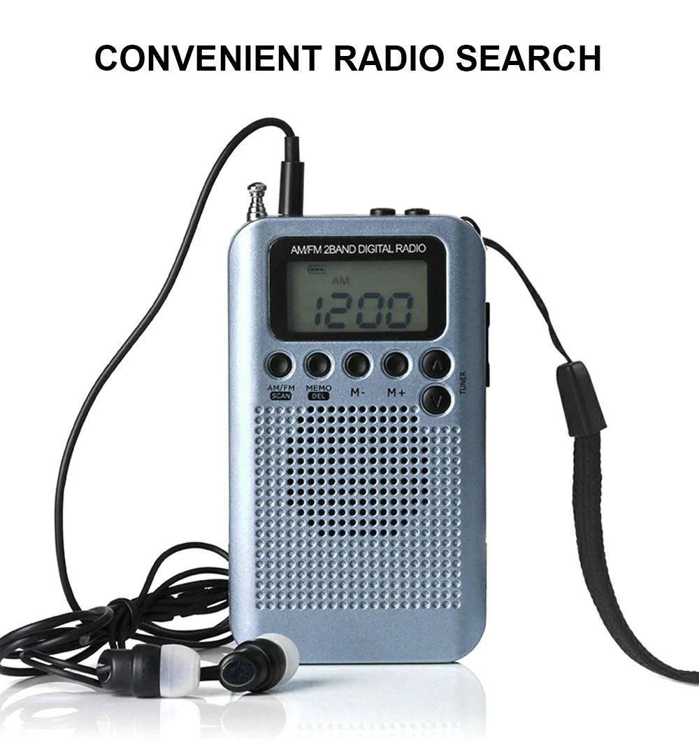 Портативное радио AM FM цифровой мини-радиоприемник с USB перезаряжаемой батареей и наушниками радио рекордер для музыкального плеера
