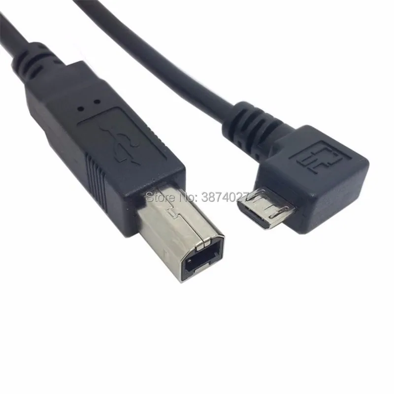 Прямоугольный 90 градусов Micro USB для стандартного B типа принтера сканер жесткого