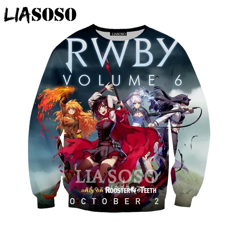5 LIASOSO Осень Новые мужские и женские модные толстовки 3D принт Аниме RWBY Толстовка длинный рукав хип хоп Harajuku пуловер B012-19 - Цвет: 5