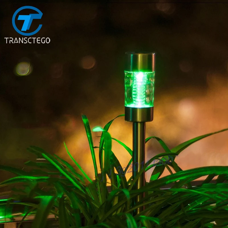

TRANSCTEGO Solar LED lawn lamp colorful garden lamp outdoor waterproof home solar light stainless steel