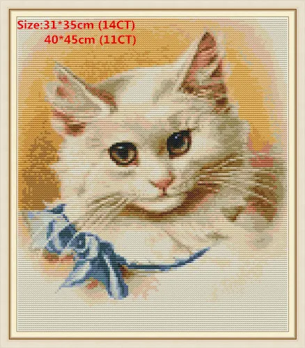 A cat with a bow tie Кошка Наборы для вышивания крестиком наборы для вышивания наборы для рукоделия животные пластик холст вышивка крестом пакет стежка вышивка крестом Woif вышивка Hafty - Цвет: A cat with a bow tie