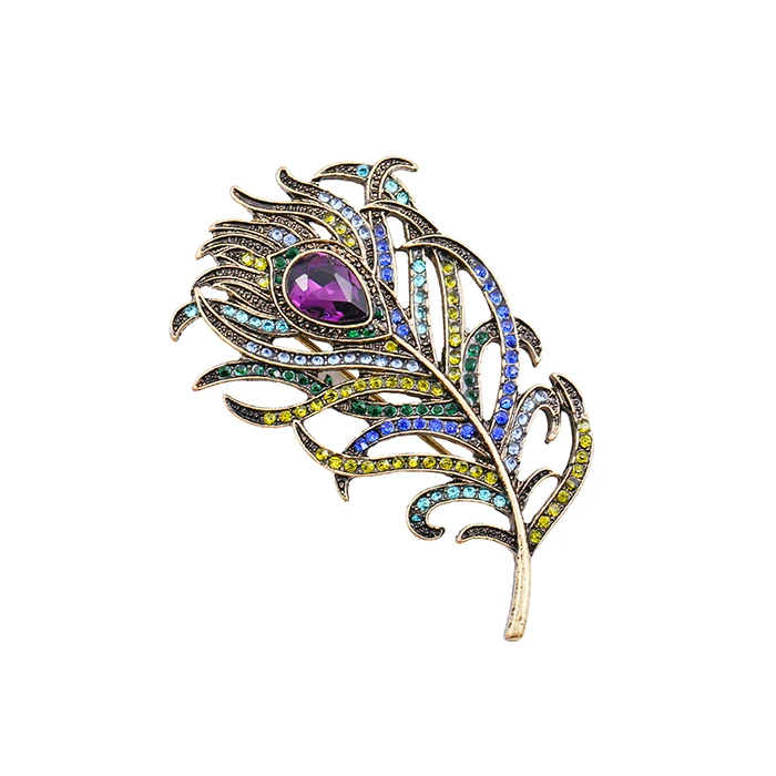 Цинковый сплав горный хрусталь листьев Дизайн большой Броши для Для женщин леди