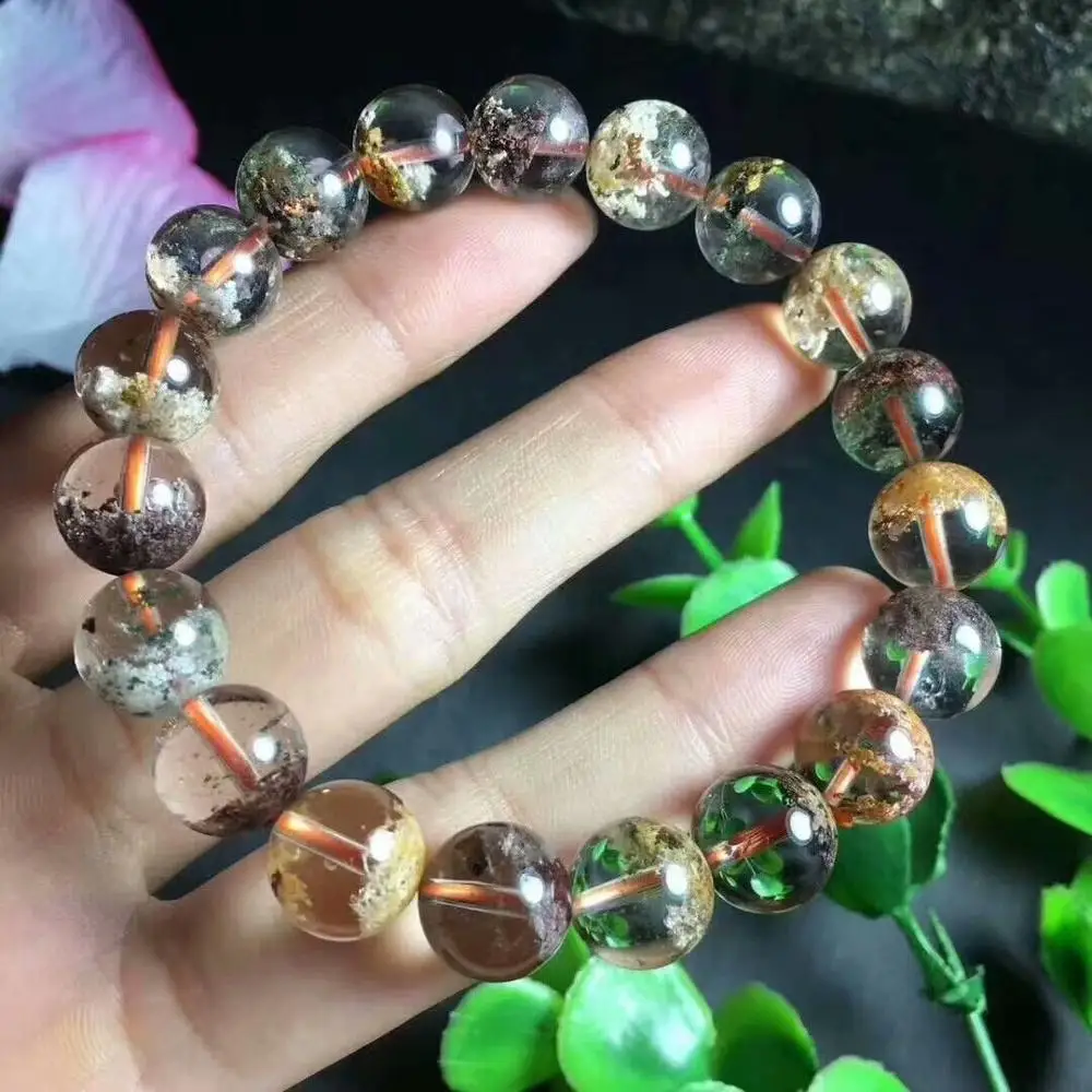 

FREE SHIPPING Natural Phantom Ghost Quartz Crystal Bracelet 11-10.8mm AAA+