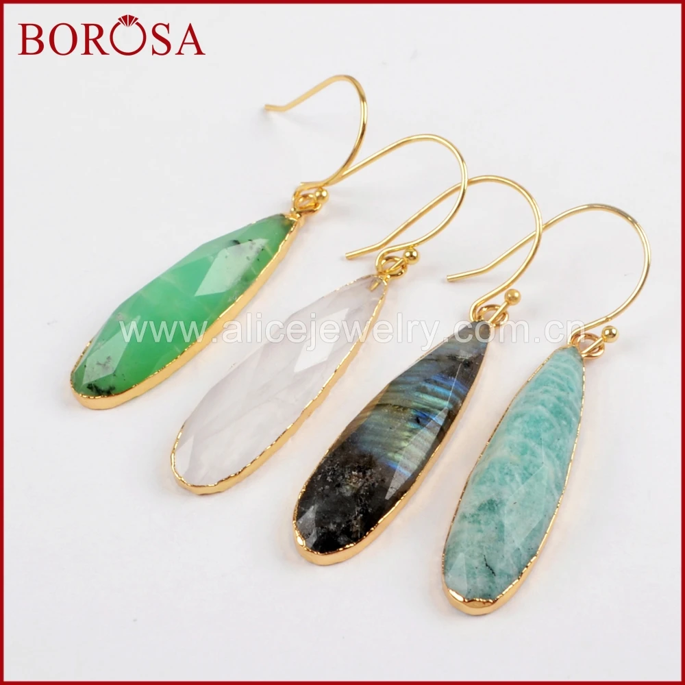 BOROSA 5 пар новая золотая цветная слезы белый кварц кристалл лабрадорит граненый
