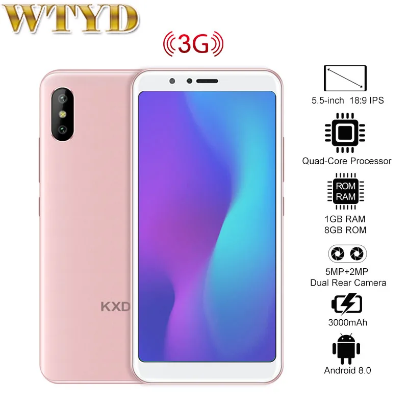 KXD E & L 6A мобильный телефон с 5 дюймовым дисплеем четырёхъядерным процессором ОЗУ 1