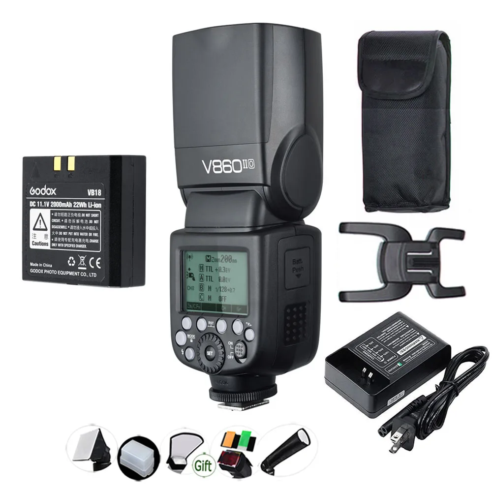 with 1xBattery GODOX V860IIC V860IIN V860IIS V860IIO v860if литий-ионный аккумулятор TTL 2,4G HSS Вспышка Speedlite для Canon Nikon Sony Olympus Fuji - Цвет: with 1xBattery