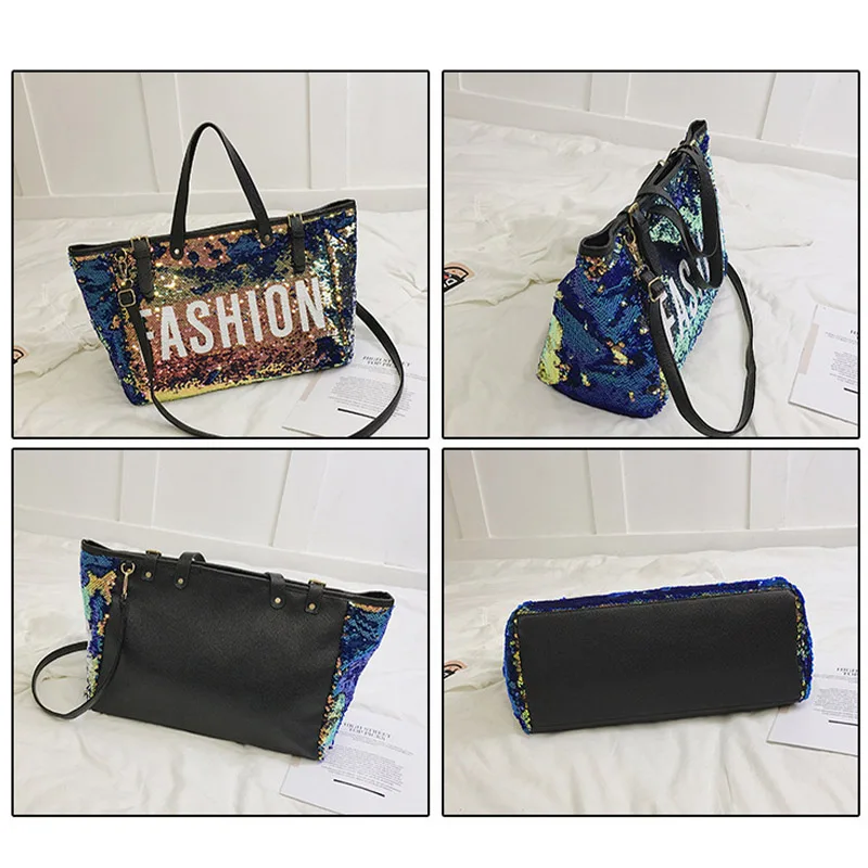 Блестящая Женская дорожная сумка с блестками роскошная женская для путешествий