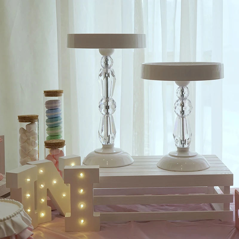 Кристалл столб торт стоит 8 дюймов высокие ноги Подсвечник свадебные украшения