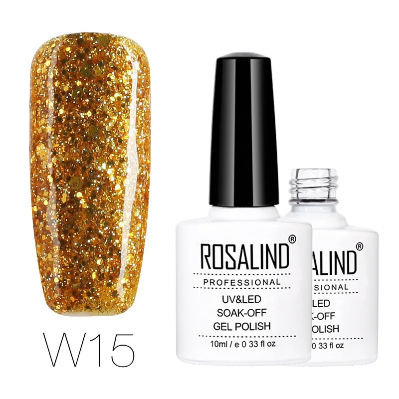 W15 Rosalind гель 1S Новое поступление УФ-гель для ногтей 10 мл бриллиантовый блеск с ультрафиолетовым свечением лак для ногтей Гель-лак для ногтей замочить от маникюра Гель-лак - Цвет: W15