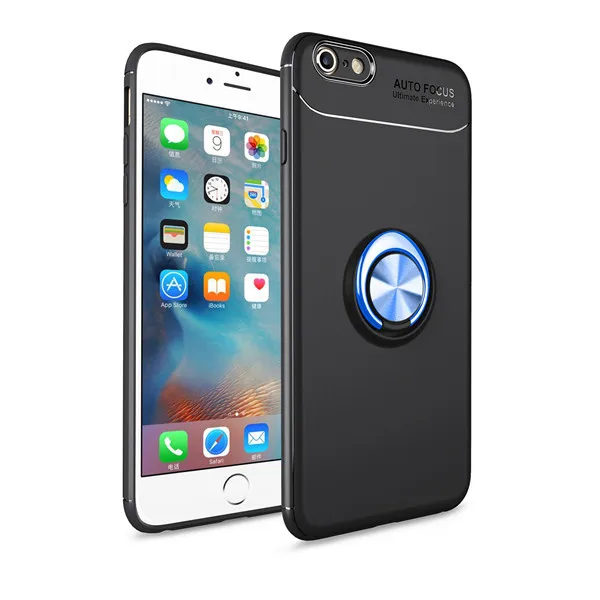 Black blue Для iphone 7 8 чехол Модный Бизнес противоударный с кольцом на палец магнитный держатель для телефона задняя крышка для iphone 7 8 Plus coque - Цвет: Black blue