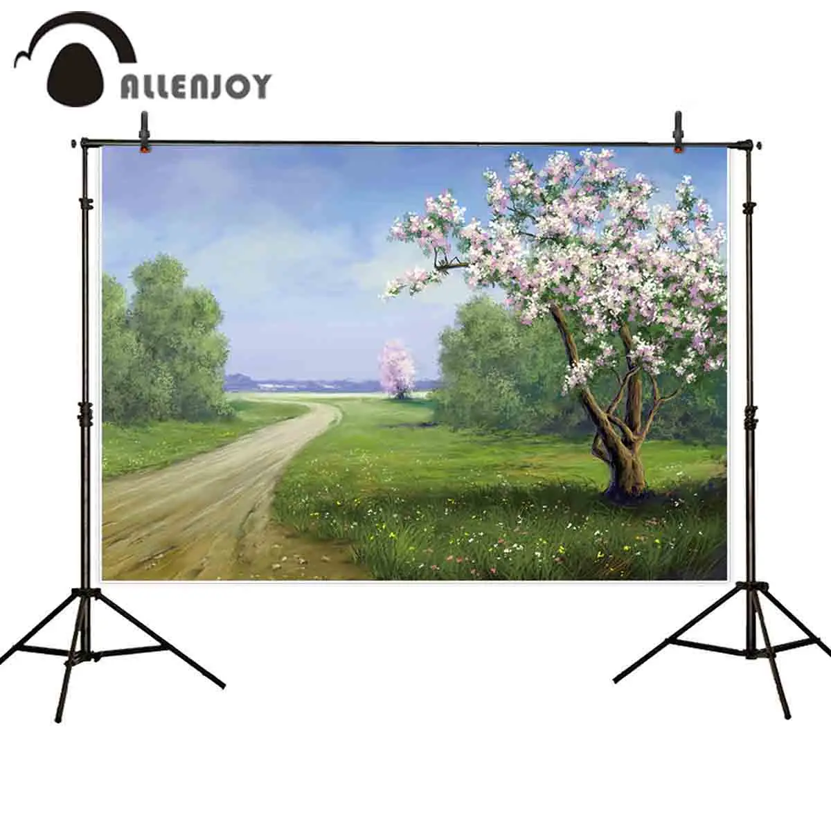

Allenjoy spring backdrops photocall blue sky tree natural scenery painting photographic background for photo shoots photophone