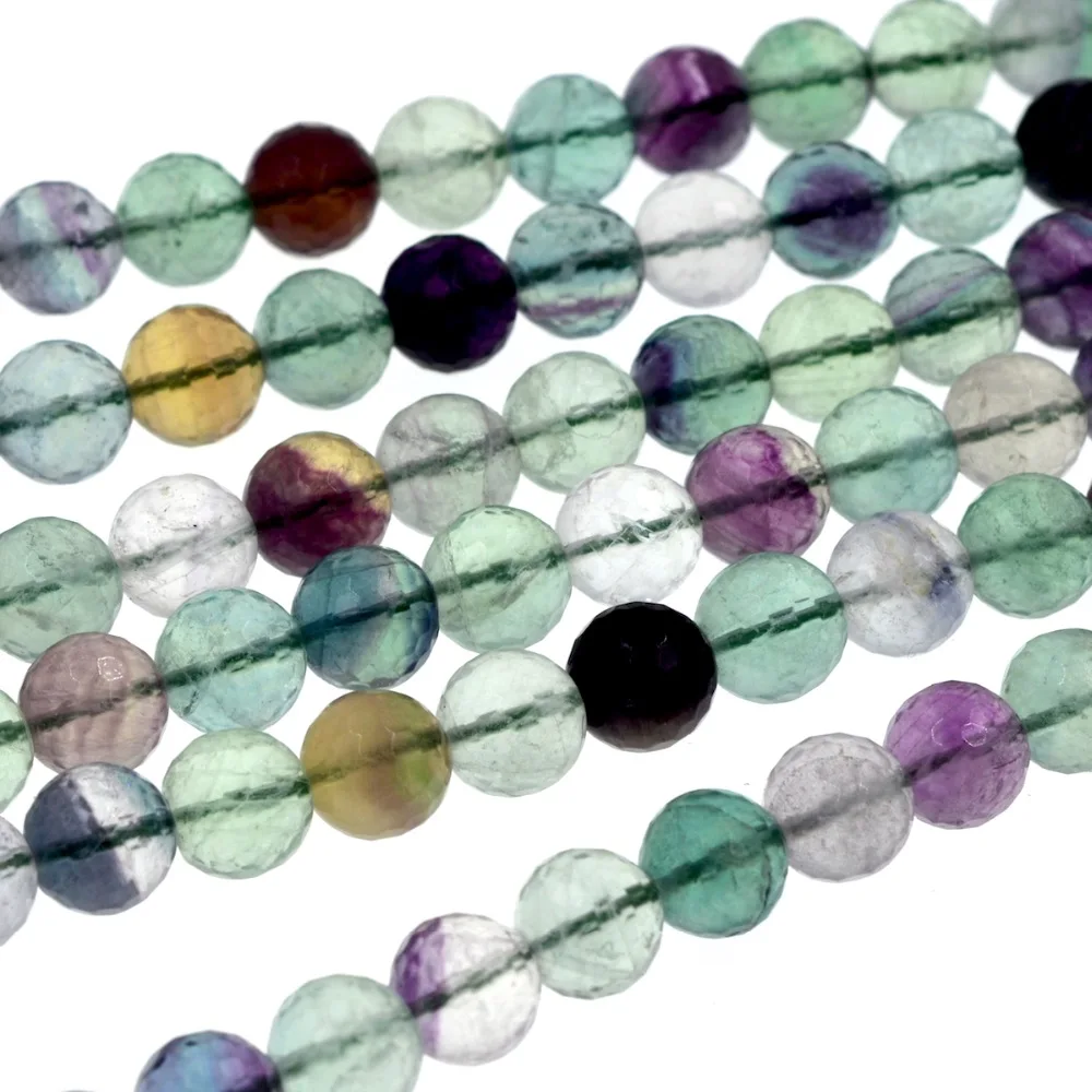

Оптовая продажа, натуральные бусины 10 мм, граненые радужные флюориты круглой огранки, каменные бусины-разделители