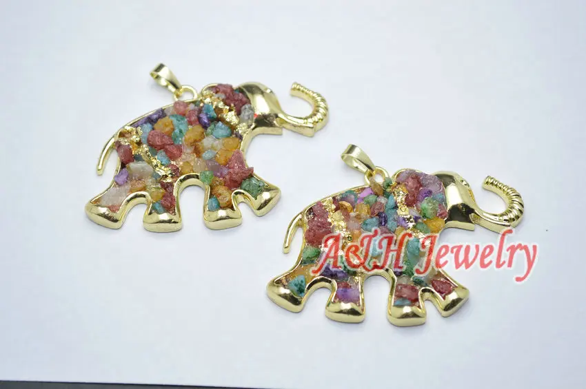 5 шт. Новое поступление Большой браслет со слоном золотистого цвета 35x60 мм с