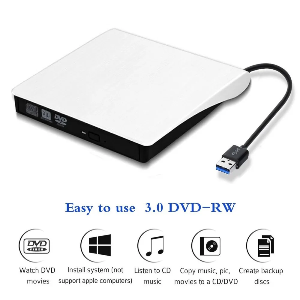 USB 3 0 внешний привод DVD CD горелка тонкий портативный драйвер для HP DELL ASUS ACER TOSHIBA LENOVO