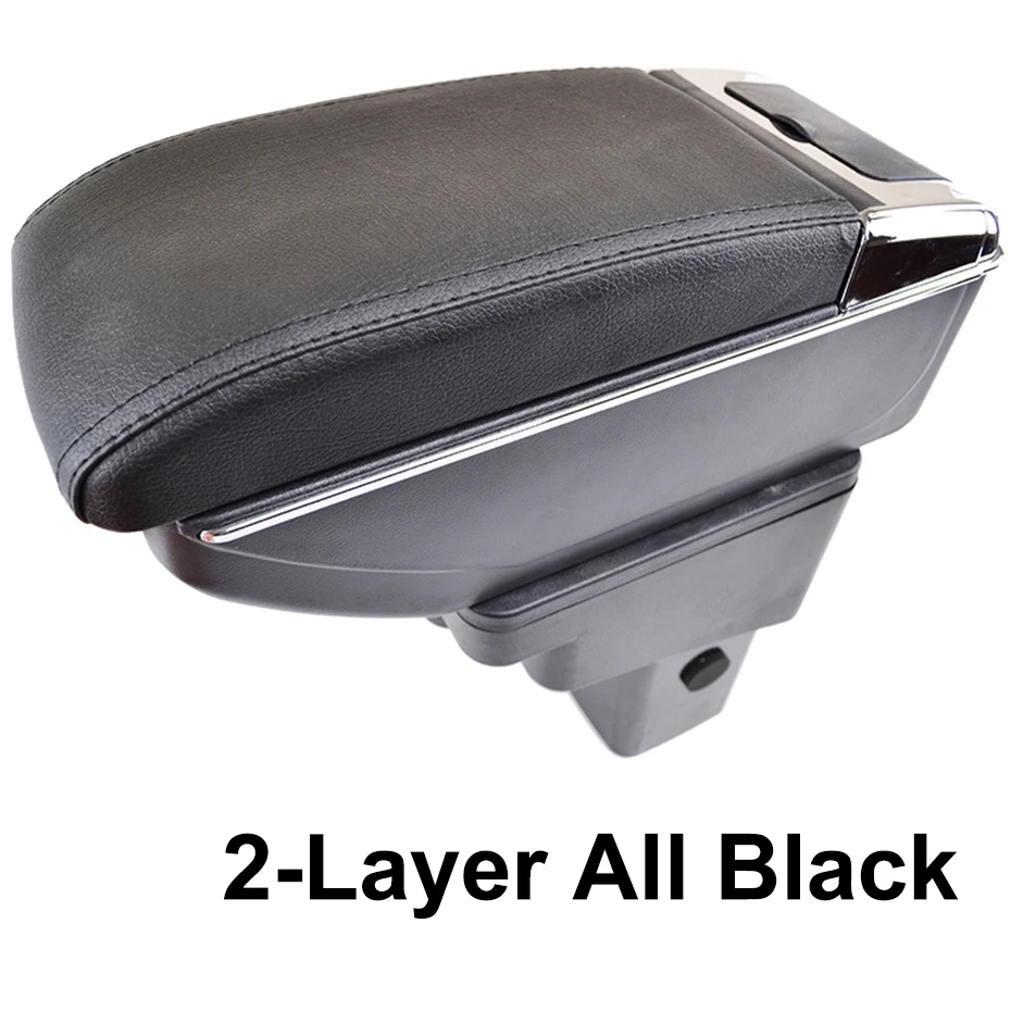 2-Layer All Black Xukey центральный подлокотник для hyundai Accent Solaris 2011- консоль центр хранения автомобиля Стайлинг коробка 2012 2013 - Название цвета: 2-Layer All Black