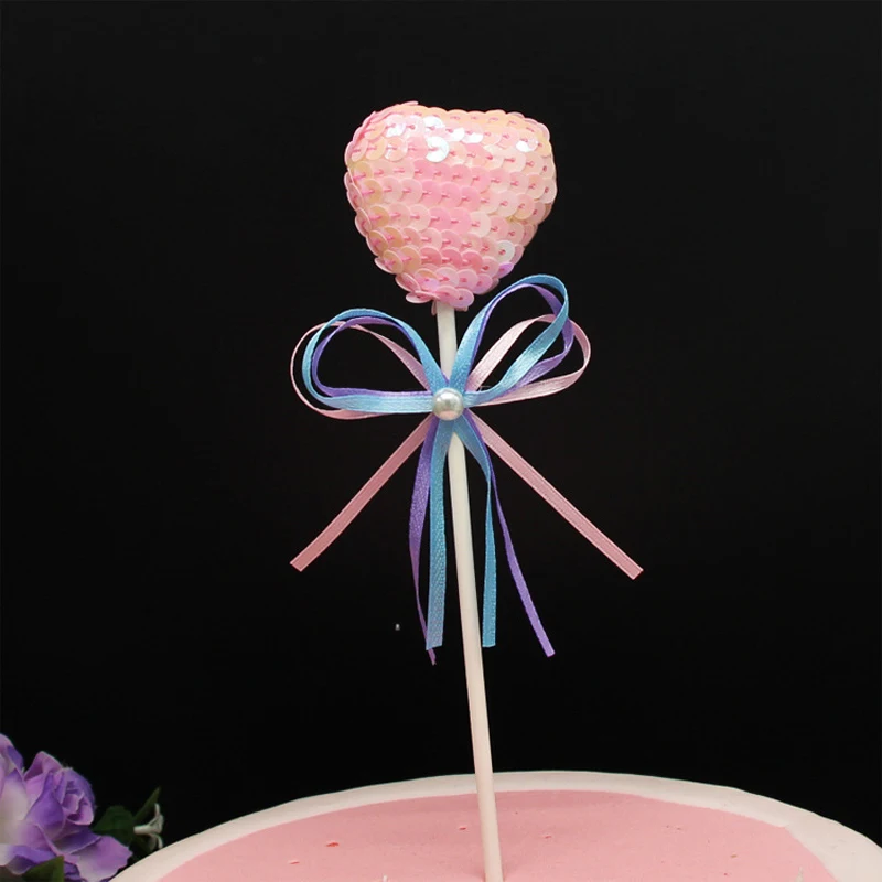 10Pcs Sparkling Sequins Ball Heart Cake Dessert Decor Cupcake Toppers Picks Kids Birthday Party Wedding Valentine's Day Supplies  Дом