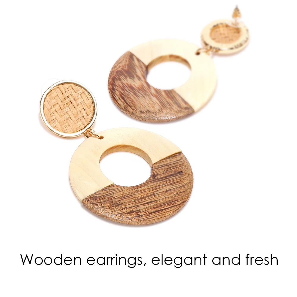 earrings for women drop jewelry alloy wooden pendant circle dangle aretes de mujer modernos 2018 | Украшения и аксессуары