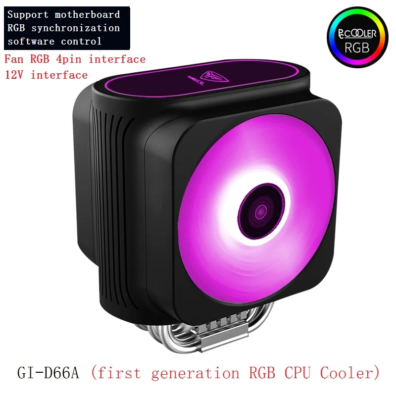 4pin12V Pccooler 6 Heatpipe кулер для процессора 12 см RGB 5 В и 12 в двойной вентилятор для Intel AMD радиатор охлаждения процессора 120 мм тихий ПК FRGB вентилятор - Цвет лезвия: 4pin12V
