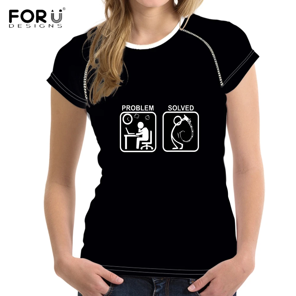 FORUDESIGNS/модные решенные проблемы футболки для девочек подростков Повседневные