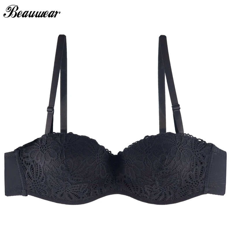 Beauwear, половина чашки, клейкий бюстгальтер, для девушек, сексуальное кружевное нижнее белье без подкладки, пуш-ап, бюстгальтер, невидимый, под прикрытием, без бретелек, окончательный подъем