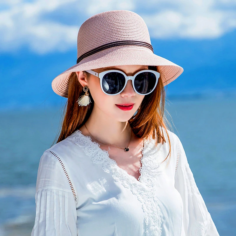 Соломенная шляпа для девушек Солнцезащитная от солнца женская кепка Корейская