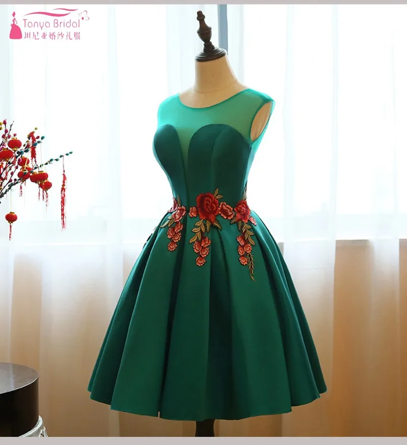 Женское Короткое Платье До Колена TANYA красное зеленое розовое платье невесты с