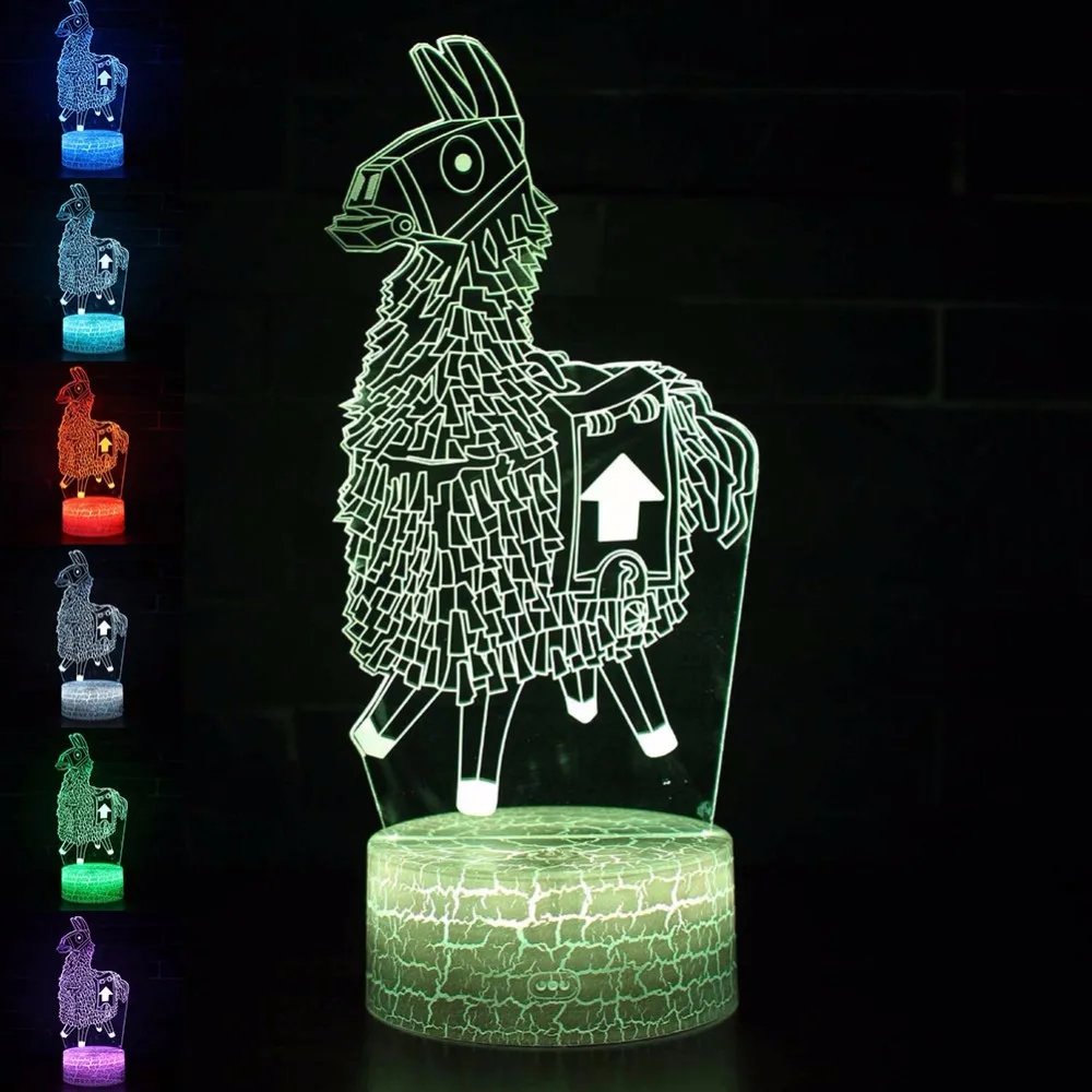 Альпака 3D лампа лама ночник RGB Crackle база настроение шрам для дня рождения