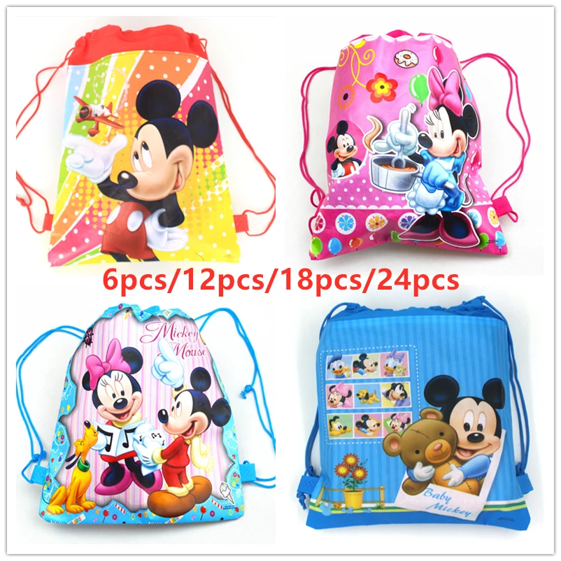 Новый disney Микки и Минни Маус Мышь нетканые Drawstring рюкзак Подарочный сумка для