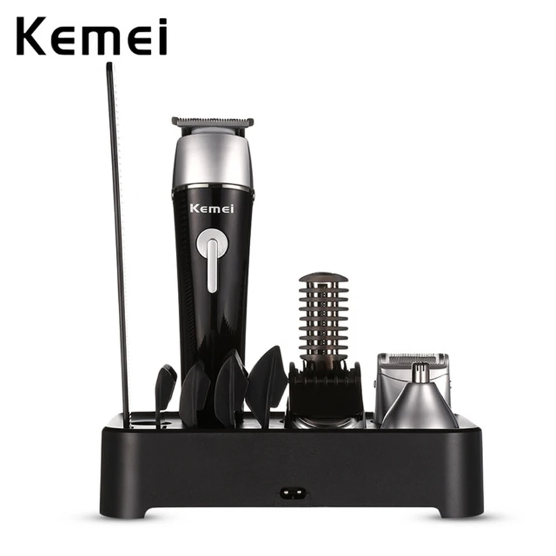 Kemei 5 в 1 моющаяся профессиональная машинка для стрижки волос Машинка для стрижки волос ЭЛЕКТРИЧЕСКИЕ расчески для волос бритва с насадками уха тела машинка для стрижки бороды и усов; бреющая головка Для мужчин и детей - Цвет: Оранжевый
