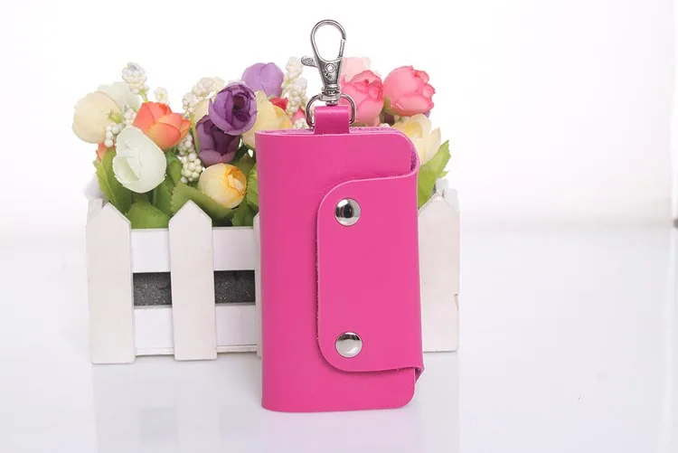 rose red Новинка soliml Повседневная Женская ключница для дома кожаный мешочек для монет Чехол кошелек мужской Автомобильный держатель для ключей брелок - Цвет: rose red