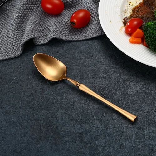 Rose Tea Spoon Новинка, благородная посуда GH, нож, вилка, столовые приборы, розовый, золотой, серебряный, черный, набор посуды, кухонные столовые инструменты для еды, кофе, десерт - Цвет: Rose Tea Spoon