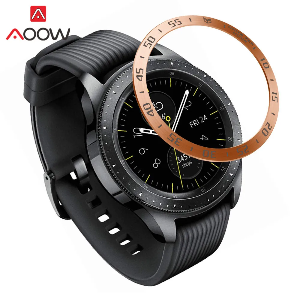 A-Rose gold Нержавеющая сталь ободок кольцо стиль для samsung gear S3 Frontier Galaxy Watch 42 мм 46 мм клейкая крышка защита аксессуары - Цвет ремешка: A-Rose gold