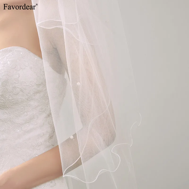 Favordear Velos De Novia 2 яруса пенал цвета слоновой кости Длинная свадебная вуаль для
