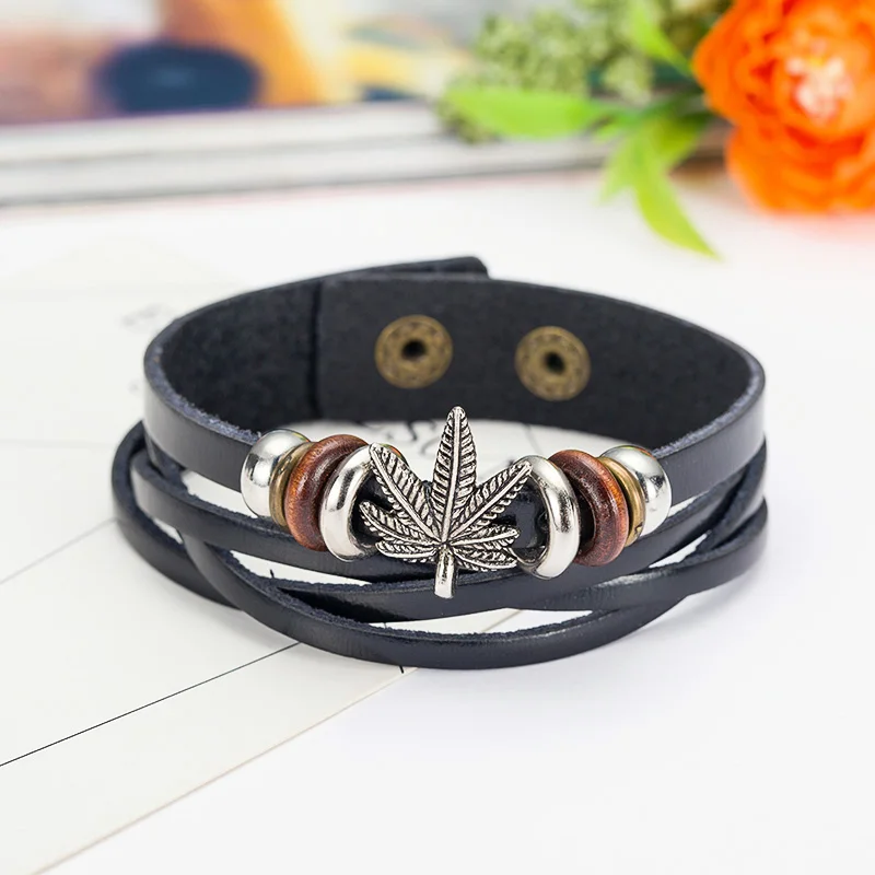 Alibaba оптовая продажа модная подвеска с Кленовым листом браслет из натуральной