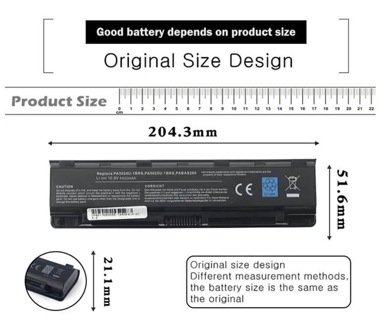 Новый PA5023U 1BRS PA5024U Аккумулятор для ноутбука Toshiba Satellite C50 C800 C800D C805 C840 C845 C855 C855D L70 L800