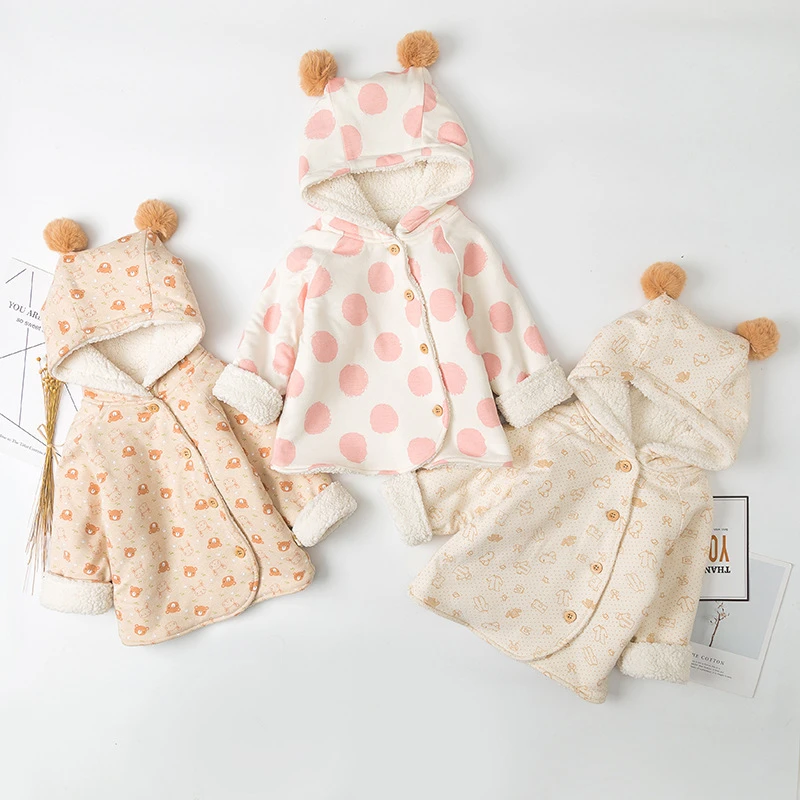 Детская зимняя утепленная куртка в горошек с капюшоном|Куртки и пальто| |