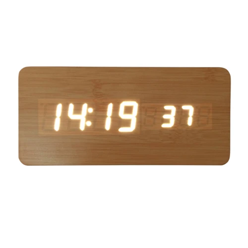 bamboo-board white Звуковое управление будильники Деревянные Часы светодиодный дисплей деревянные часы с календарем/секунда цифровые часы - Цвет: bamboo-board white