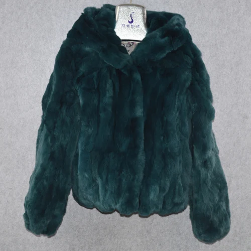 dark blue Новинка, модная зимняя куртка из натурального меха Рекс, меховая женская Милая шуба из кролика Рекс, натуральный мех кролика Рекс, пальто с капюшоном - Цвет: dark blue