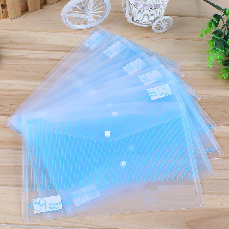 50pcs/lot Wholesale High capacity Transparent File folder A4 for Documents A4 Document Bag Clear File Bag Office School Supply