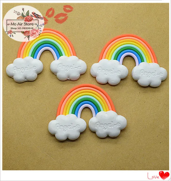 

5PCS polymer clay hand made rainbow Flatback Cabochon Miniature Food Art Supply Decoration Charm DIY craft