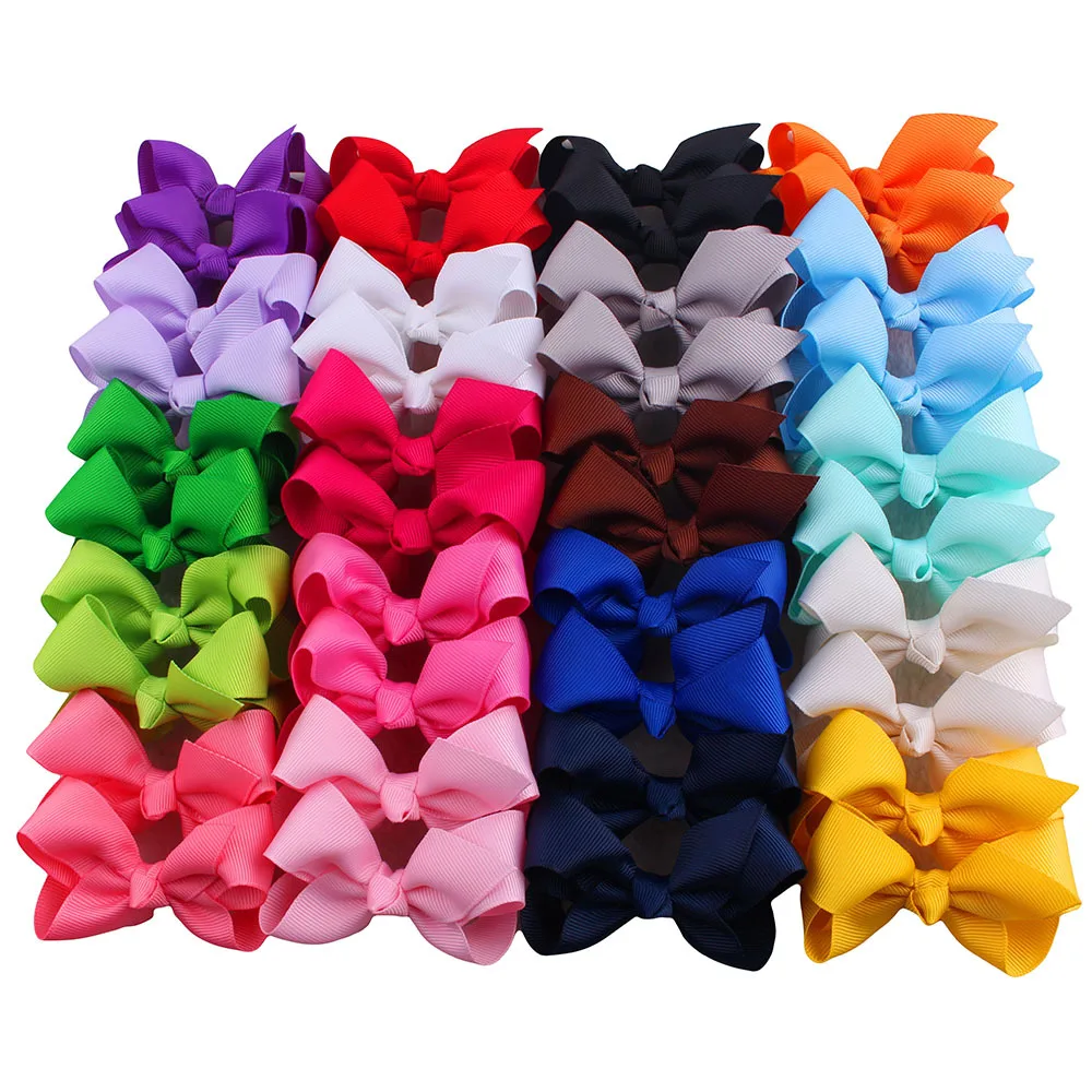 Yundfly 20pcs/lot 3 Handmade Ribbon Bows With Alligator Clips Baby Kids Fashion Boutique Hair Clip Hair Accessories